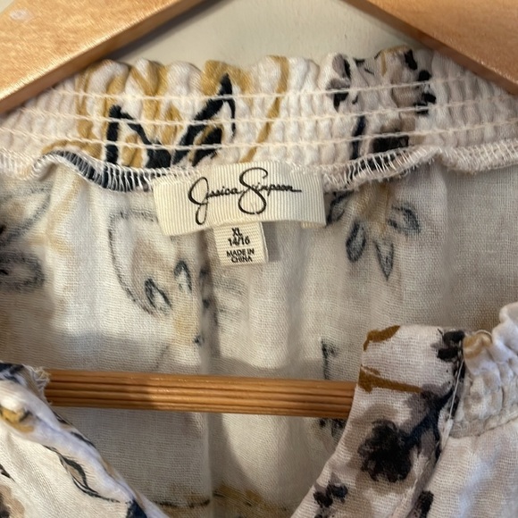 Jessica Simpson Cotton Floral Balloon Sleeve Peasant Top - Picture 4 of 9